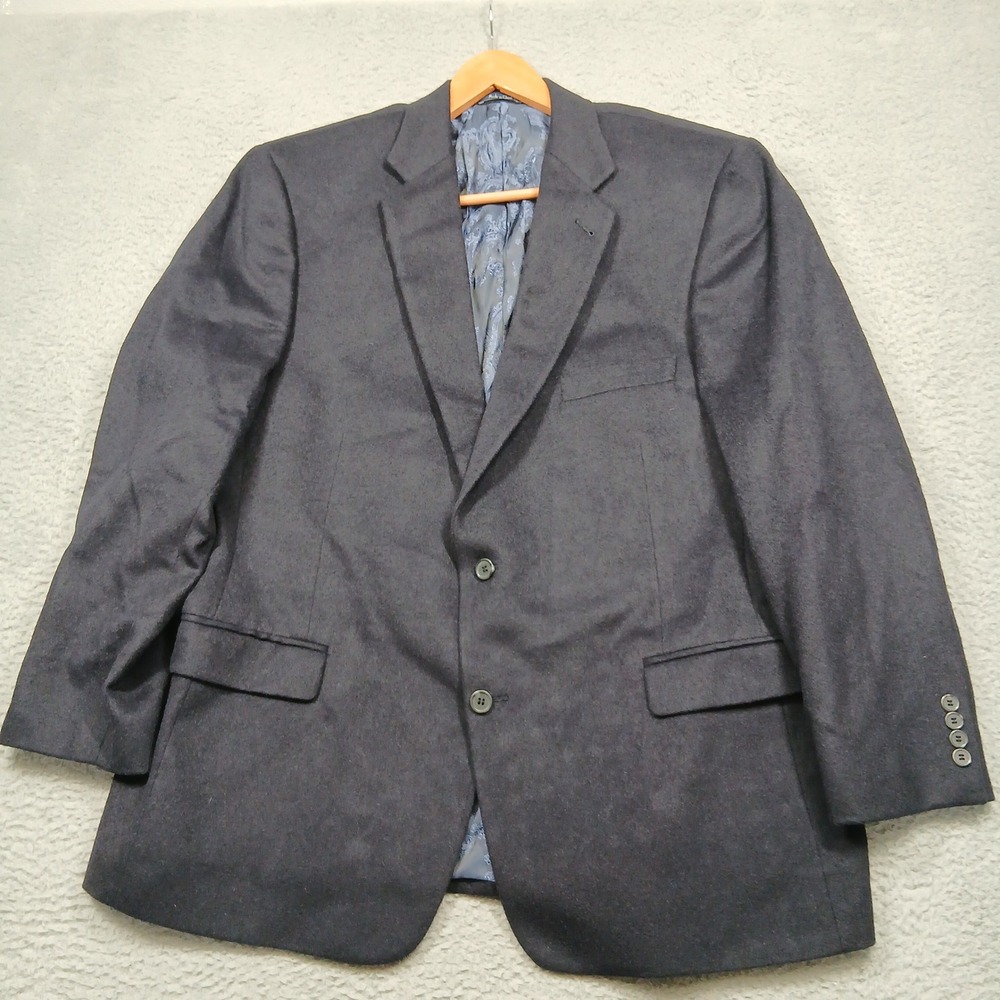 Turnbury Men's 48R Camel Hair Blazer Sport Coat 100% Camelhair Navy Blue Paisley